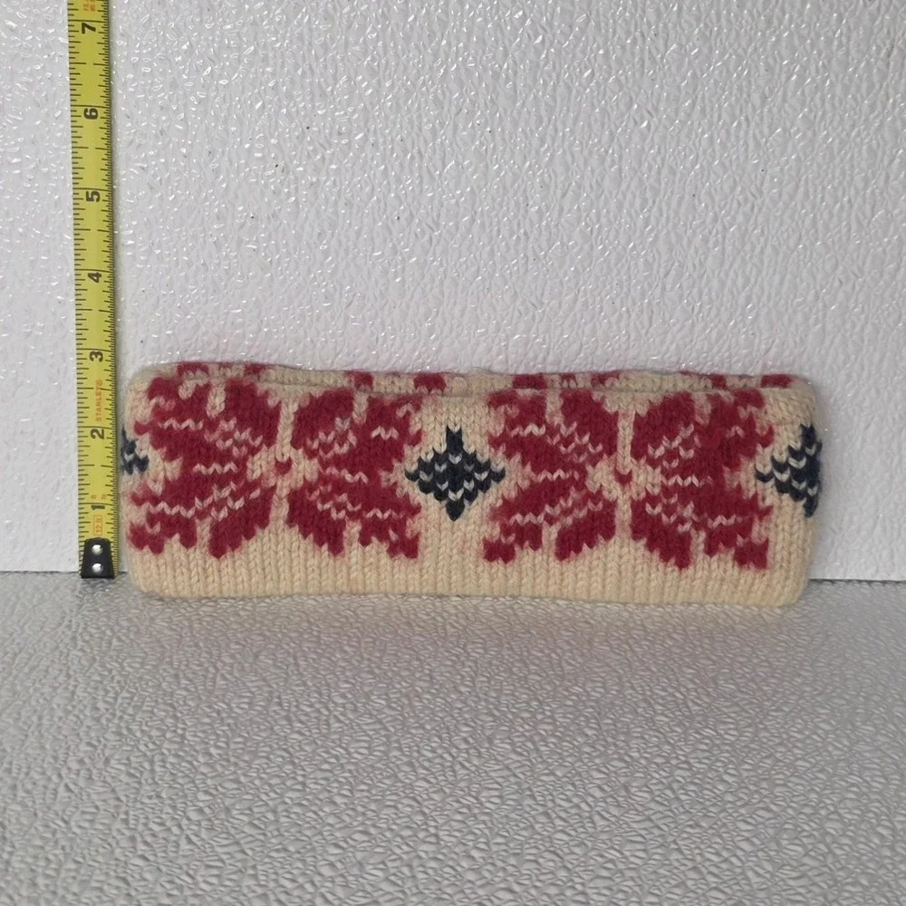 Vintage Eddie Bauer Wool White Red Blue Winter Headband